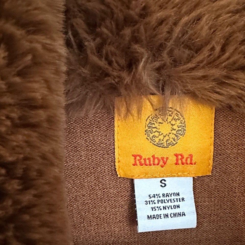 Ruby Rd. Rust Cardigan with Plush Collar - Picture 2 of 5